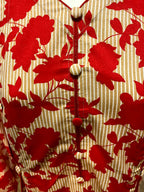 Vibrant Red & Beige Floral Printed Cotton Kurti/Tunic | Casual V-Neck Frock Style Shirt (CFS-3012)