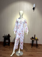 Dul Silk Floral 2PC Suit – White Meadow Print (DLS-3014)