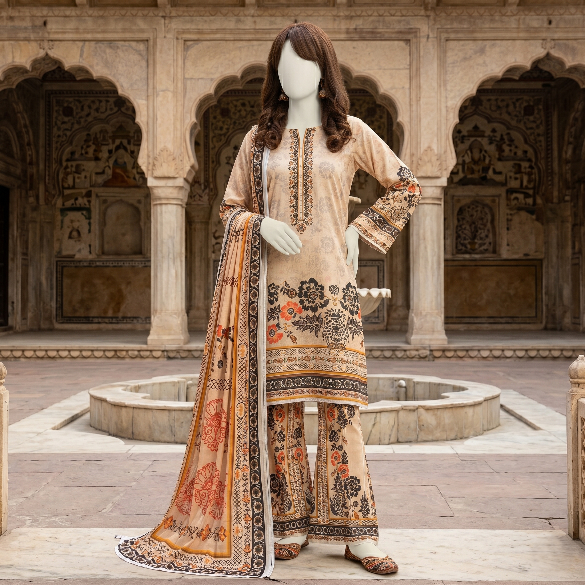 printed 3-piece unstitched lawn suit by ZH2 Store