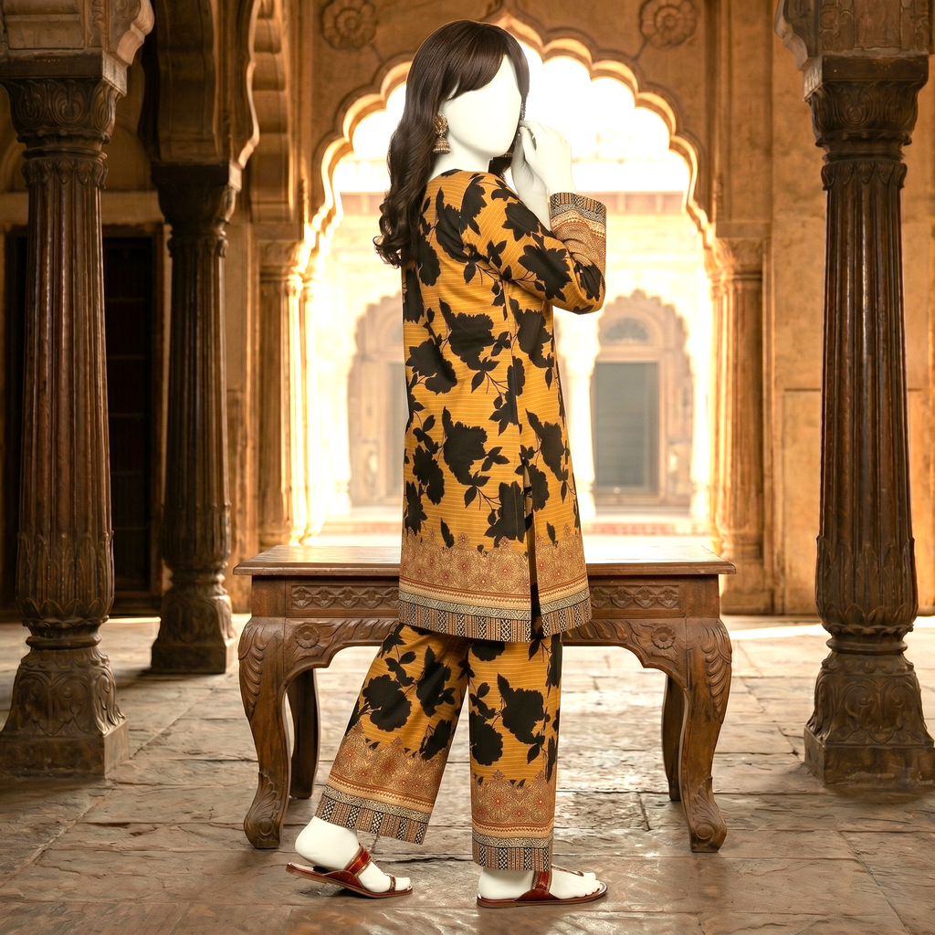 Premium 2-piece unstitched cotton lawn suit with floral print and traditional chunri border by ZH2 Store.