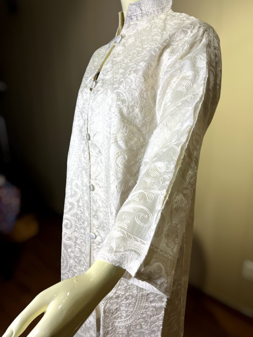 Luxury Embossed Self-Design Long Jacket | Formal or Semi-Formal Layering (9001)