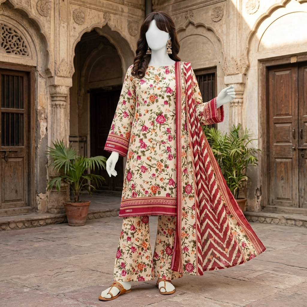 Premium 3-piece printed unstitched lawn suit collection by ZH2 Store