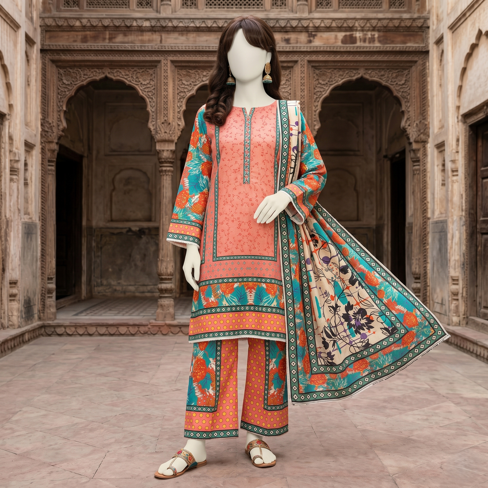 printed 3-piece unstitched lawn suit by ZH2 Store