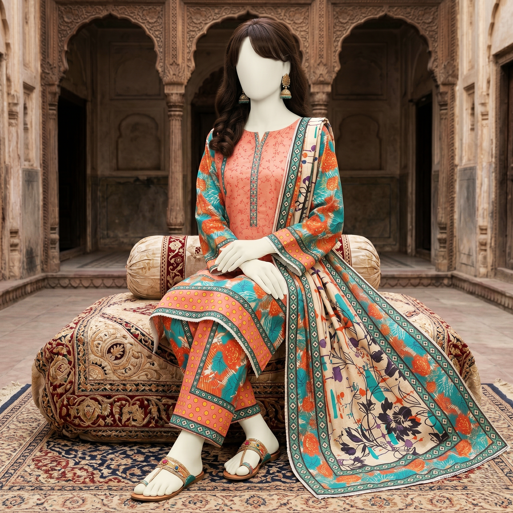 printed 3-piece unstitched lawn suit by ZH2 Store