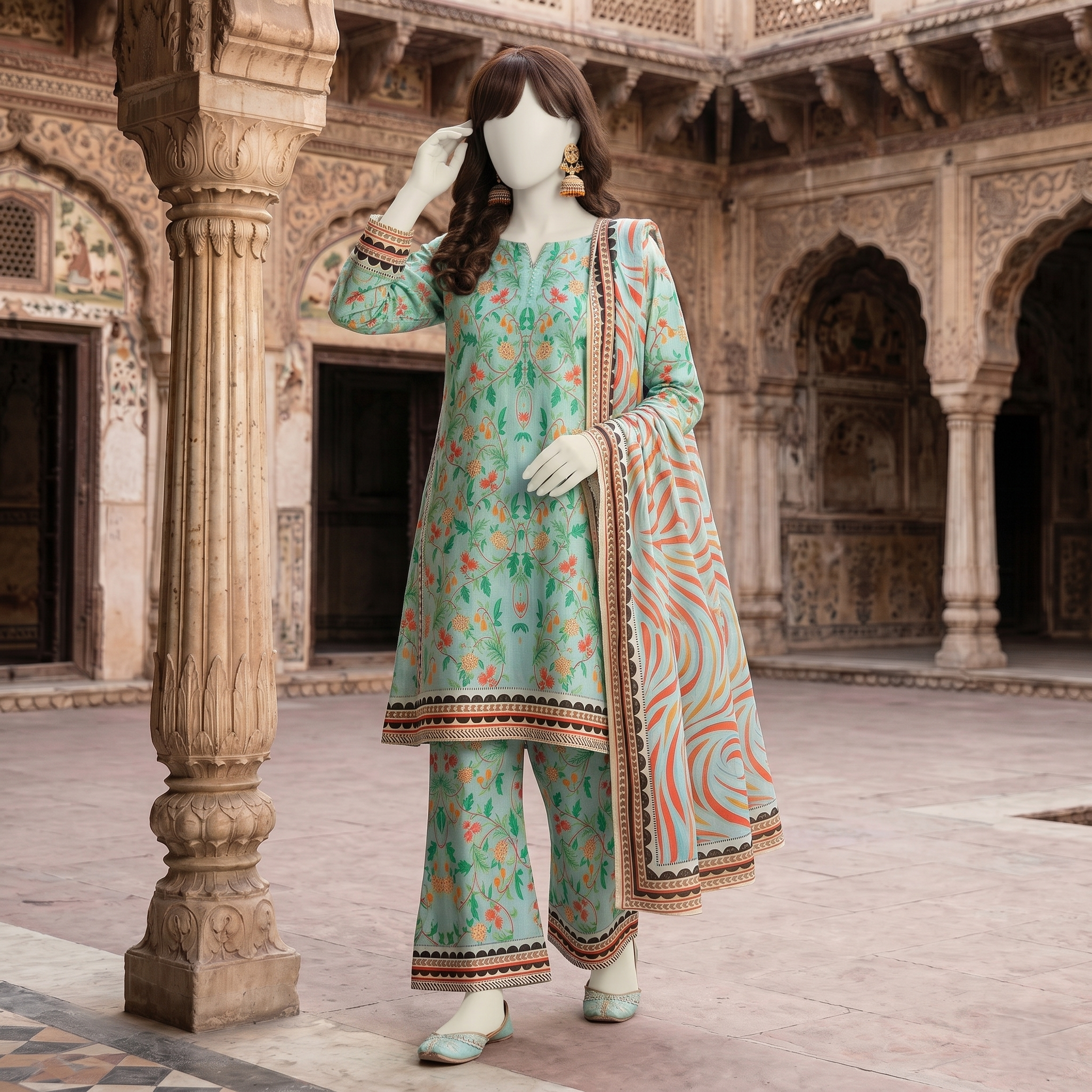 printed 3-piece unstitched lawn suit by ZH2 Store