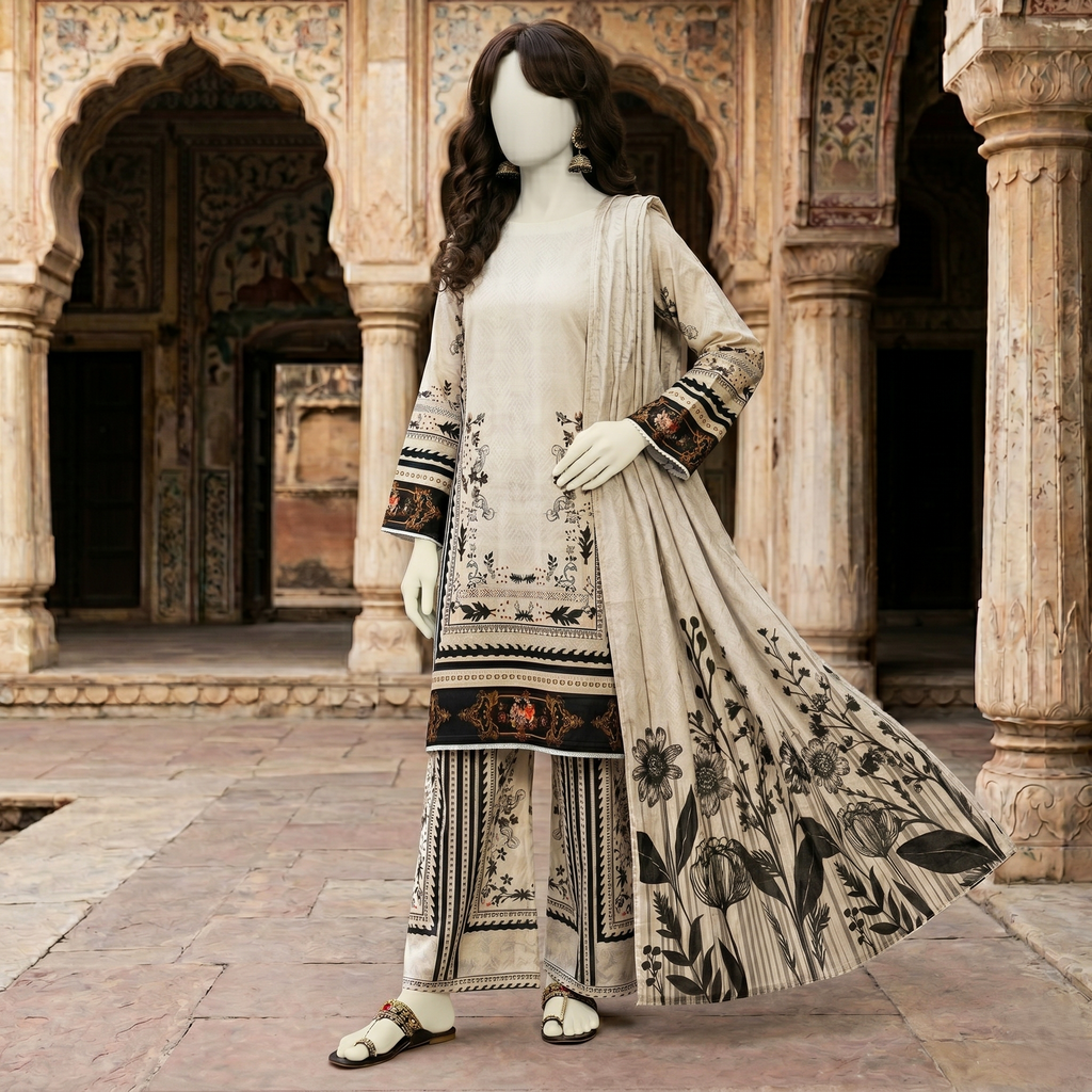 printed 3-piece unstitched lawn suit by ZH2 Store