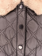 "Imported Women's Diamond Quilted Coat with Faux Shearling Collar"  (9002)