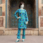 ZH2 Store premium 2-piece unstitched cotton silk suit with floral print.