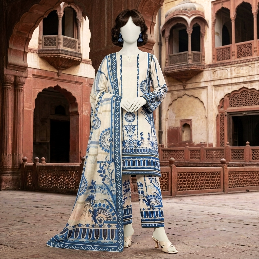 printed 3-piece unstitched lawn suit by ZH2 Store