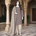 Zh2 Store Elegant Printed Lawn 3-Piece Unstitched Suit