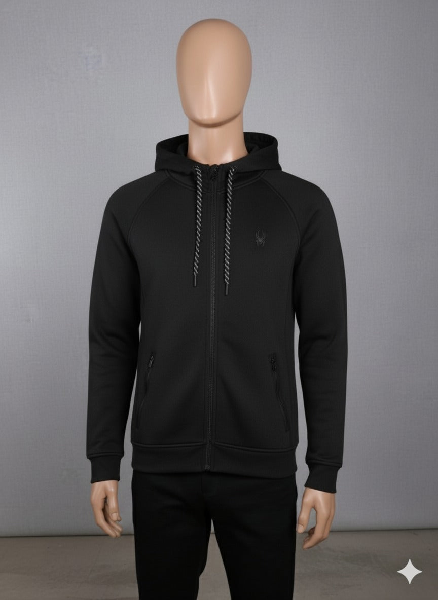 Spyder Men's Stealth Performance Full-Zip Hoodie – Classic Black (7004)