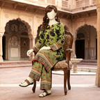 Premium 2-piece unstitched cotton lawn suit with floral print and traditional chunri border by ZH2 Store.