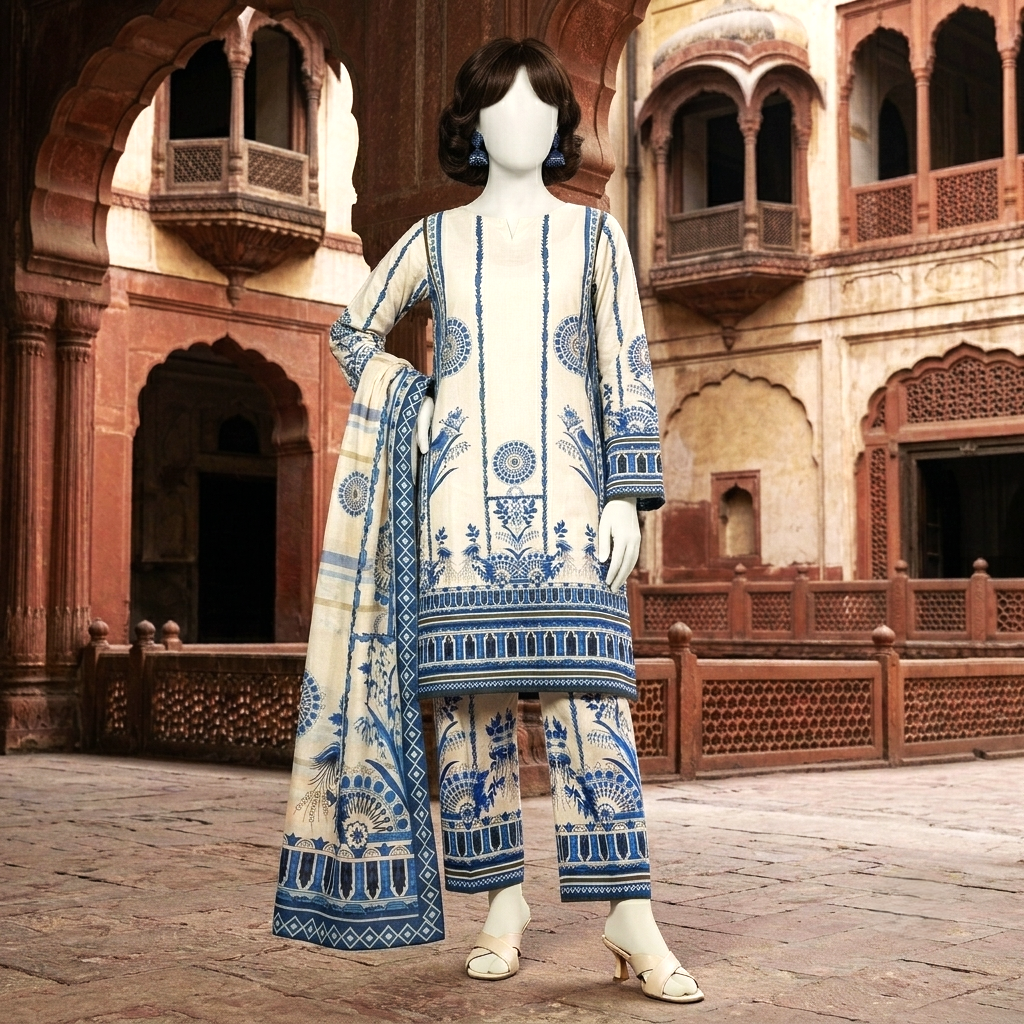 printed 3-piece unstitched lawn suit by ZH2 Store