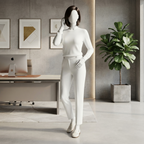 Mannequin wearing professional dress pants in a modern office setting, ZH2 Store.