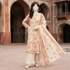 ZH2 Store Elegant Floral Printed 3-Piece Unstitched Lawn Suit