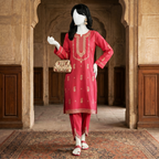 Premium 2-piece printed unstitched lawn suit collection by ZH2 Store, featuring a 2.2-meter shirt and 2.2-meter trouser fabric with intricate floral and ethnic designs displayed on a mannequin.