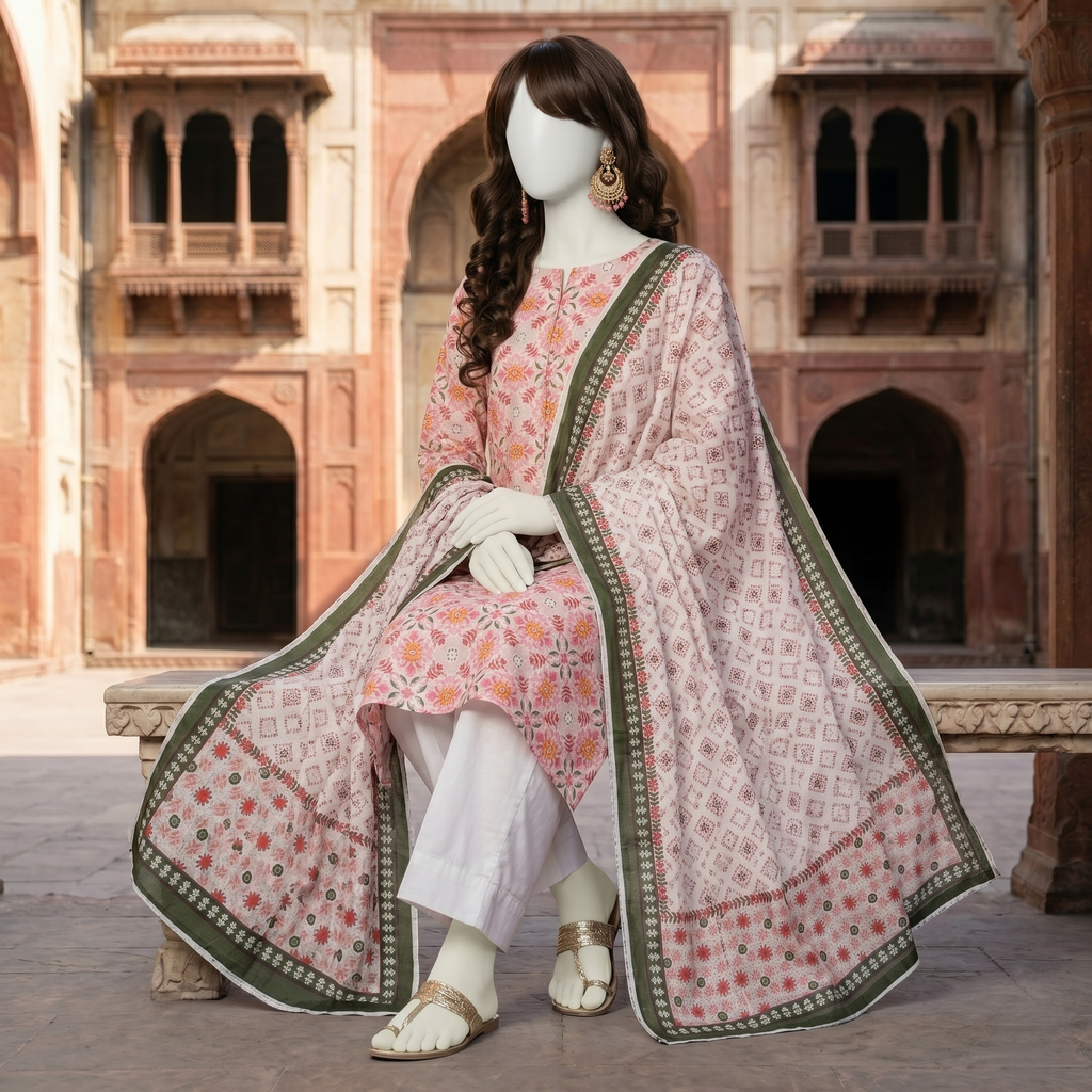 ZH2 Store Premium Printed 3-Piece Unstitched Lawn Suit