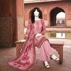 ZH2 Store Pink 3-Piece Unstitched Printed Lawn Suit
