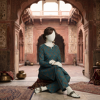 "Mannequin wearing a premium 2-piece unstitched cotton silk suit with  paisley print - ZH2 Store."