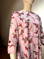 Soft Pink & Red Floral Printed Cotton Tunic | Round Neck Straight Fit Kurti (LK-3009)