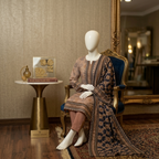 "Terracotta Earthy Tones Printed Suit with Floral Border Dupatta"