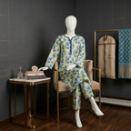 Mint Blossom Floral Digital Print Lawn Set with Emerald Lace Details