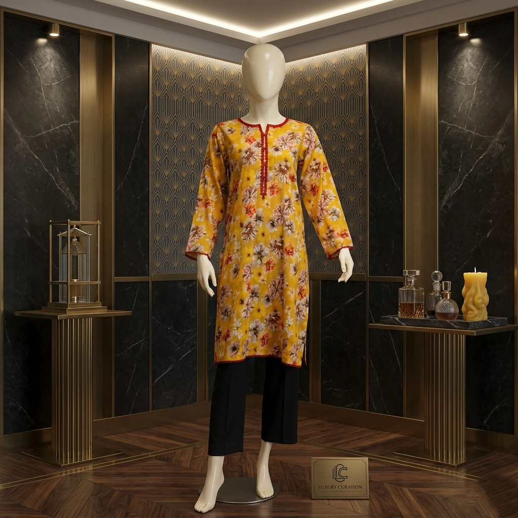 ZH2 Premium Floral Printed Kurti | Single Shirt (LKS-3006)