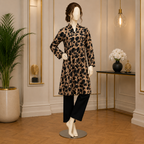 ZH2 Elegant 2-Piece Floral Print Co-Ord Set | A-Line Kurti & Trouser (CFS-3012)