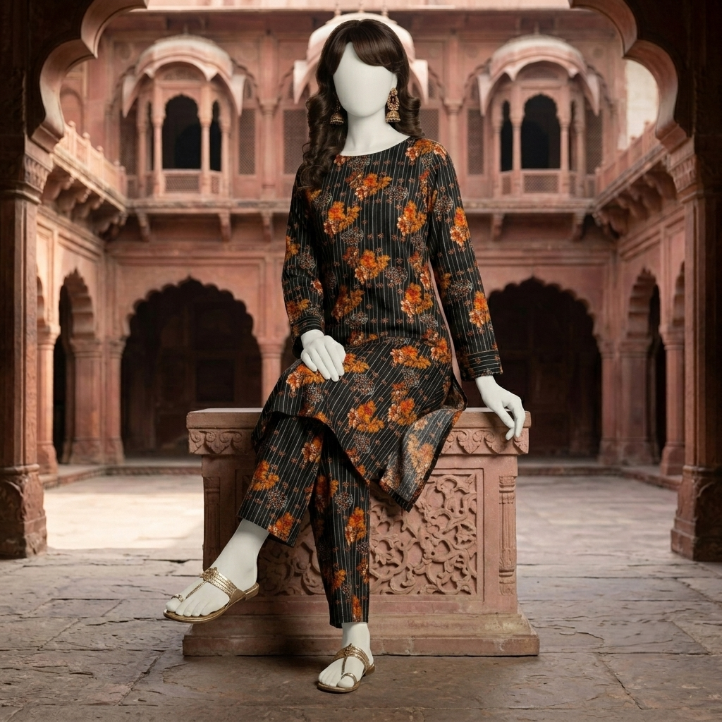 ZH2|2-Piece Unstitched Cotton Silk Suit | (PCU-5022)