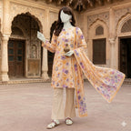ZH2 Store Elegant Floral Printed 3-Piece Unstitched Lawn Suit