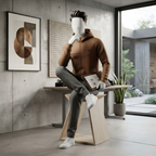 A professional seated pose highlighting the versatility and comfort of the brown hoodie at ZH2 Store.