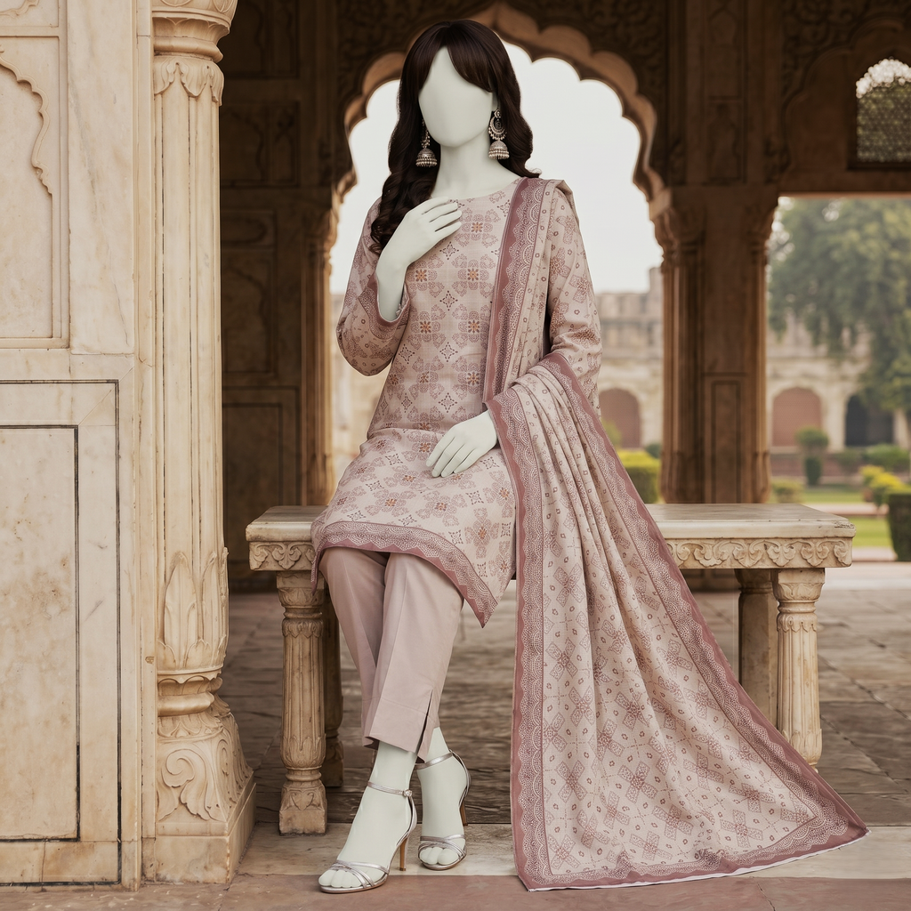 ZH2 Store Premium 3-Piece Unstitched Printed Lawn Suit