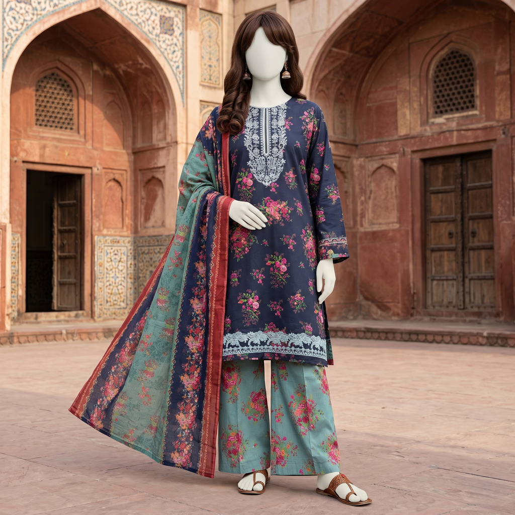 ZH2|Exclusive 3-Piece Printed Lawn Unstitched Suit |(LEU-5053)
