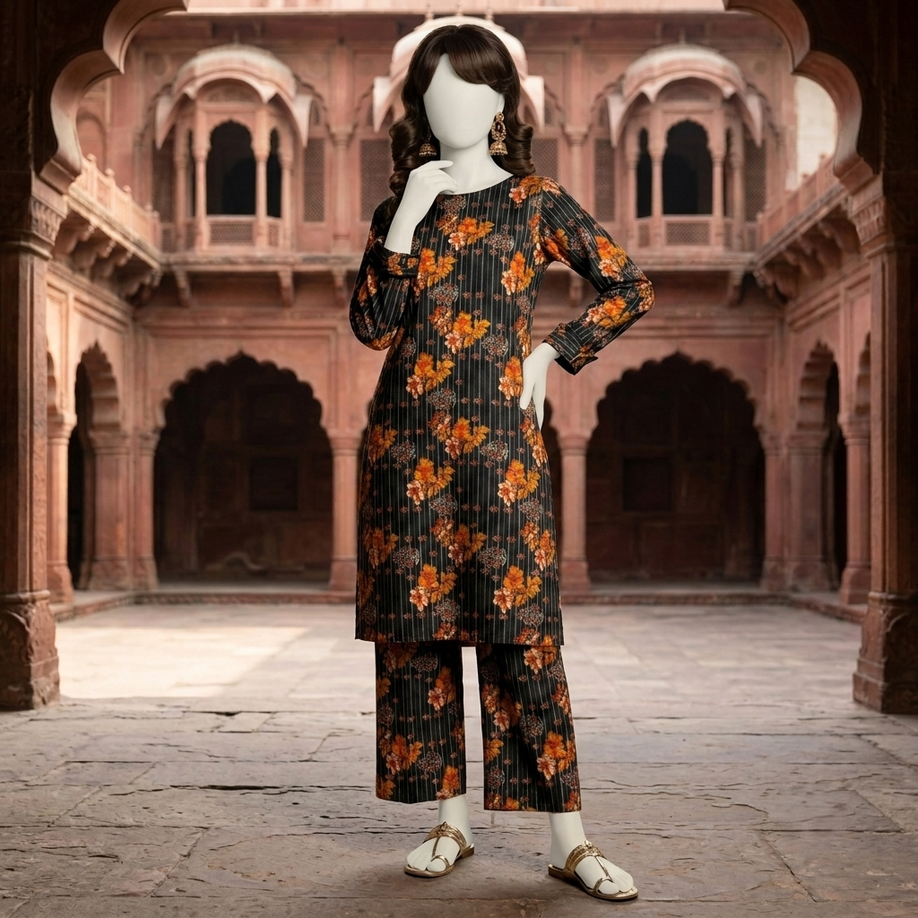 ZH2|2-Piece Unstitched Cotton Silk Suit | (PCU-5022)