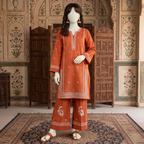 Premium 2-piece printed unstitched lawn suit collection by ZH2 Store, featuring a 2.2-meter shirt and 2.2-meter trouser fabric with intricate floral and ethnic designs displayed on a mannequin.