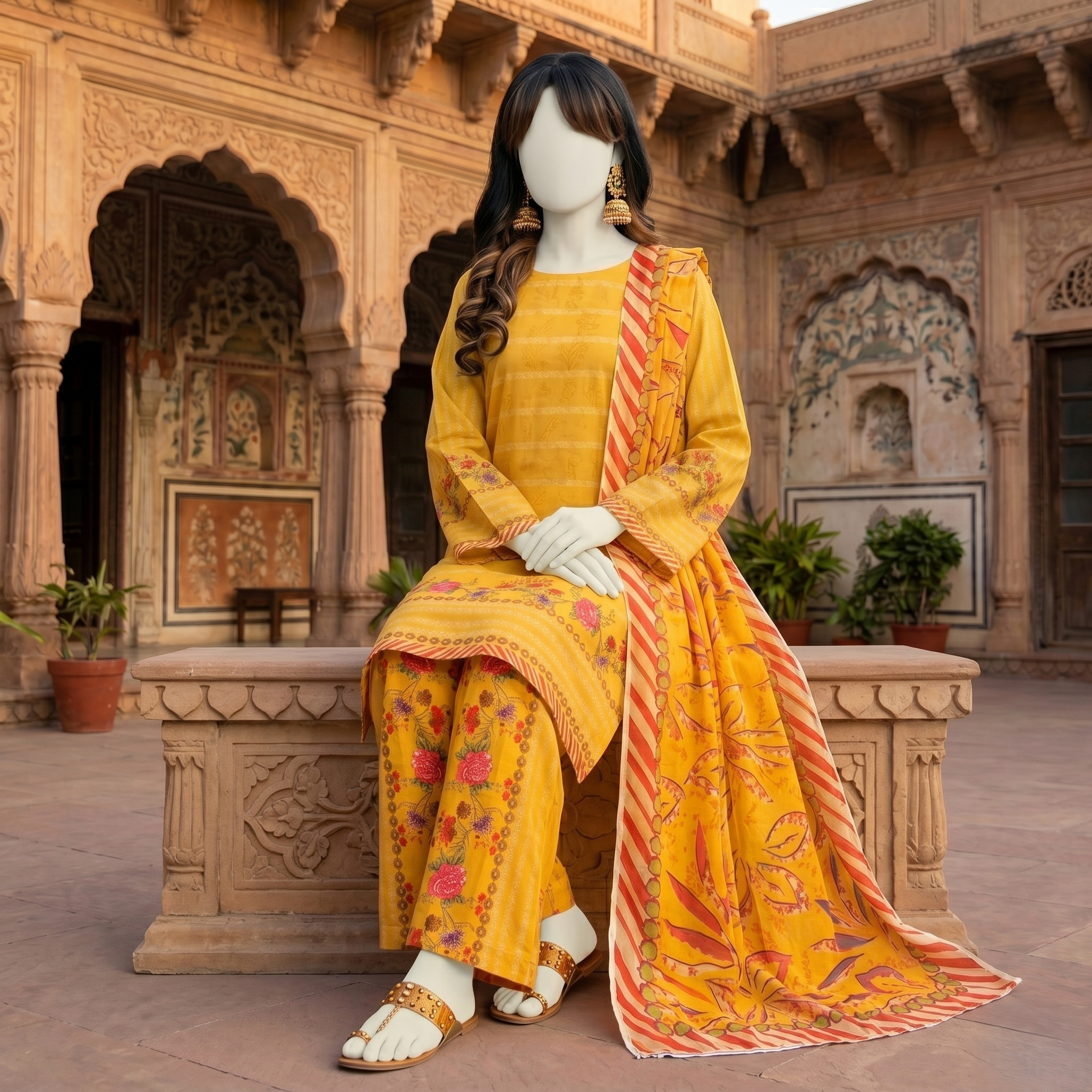 printed 3-piece unstitched lawn suit by ZH2 Store