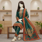 ZH2 Store Green 3-Piece Unstitched Printed Lawn Suit