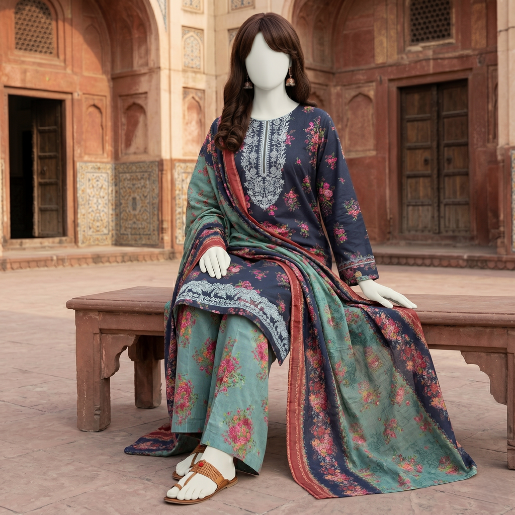 ZH2|Exclusive 3-Piece Printed Lawn Unstitched Suit |(LEU-5053)
