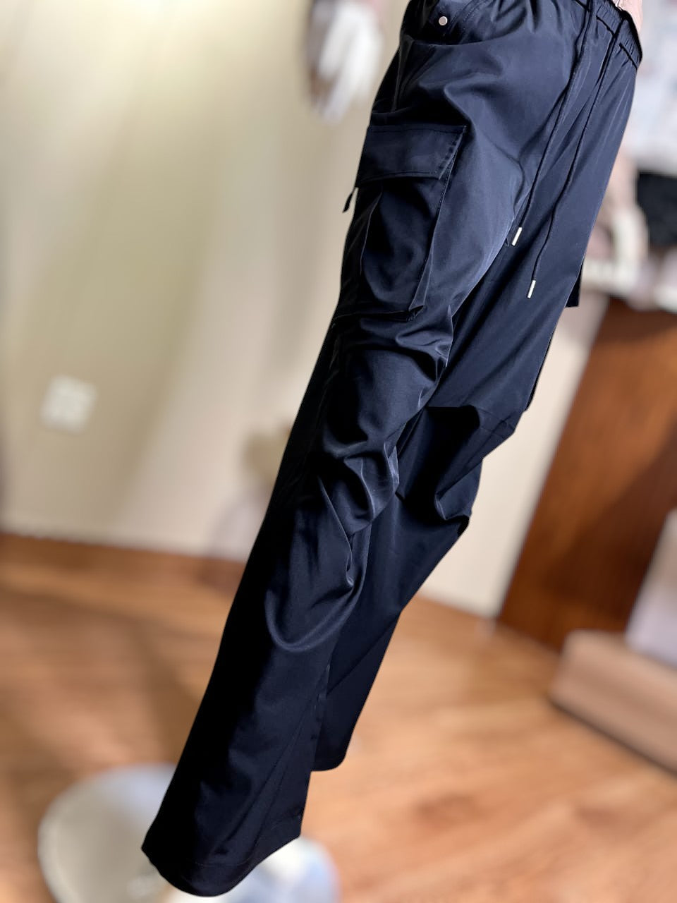 Lightweight Nylon/Parachute Style Cargo Pants with Drawstring Hem (9007)