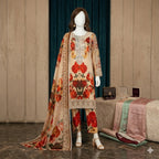 ZH2 Luxury Floral Printed 3-Piece Silk Suit for Women| (SU-5008)