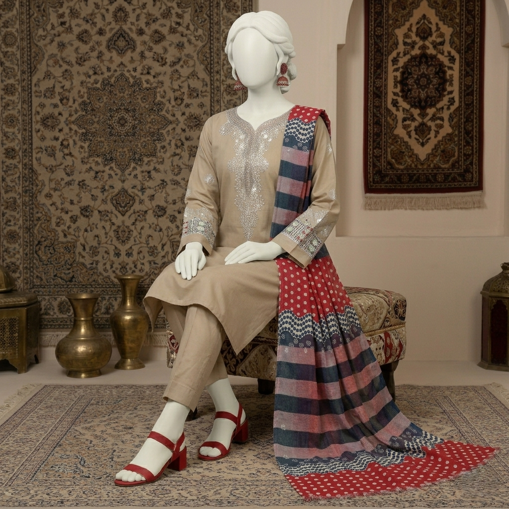 ZH2-STORE-elegant-beige-3-piece-cotton-silk-suit-sitting-view-mannequin