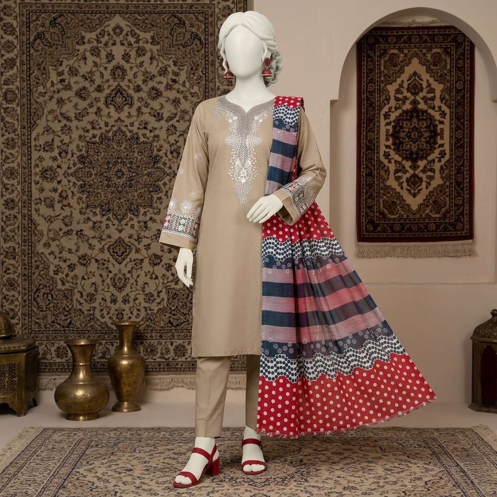 Premium-cotton-silk-3-piece-unstitched-suit-front-view-ZH2-STORE
