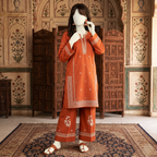 Premium 2-piece printed unstitched lawn suit collection by ZH2 Store, featuring a 2.2-meter shirt and 2.2-meter trouser fabric with intricate floral and ethnic designs displayed on a mannequin.