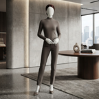Mannequin wearing professional dress pants in a modern office setting, ZH2 Store.
