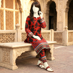 Premium 2-piece unstitched cotton lawn suit with floral print and traditional chunri border by ZH2 Store.