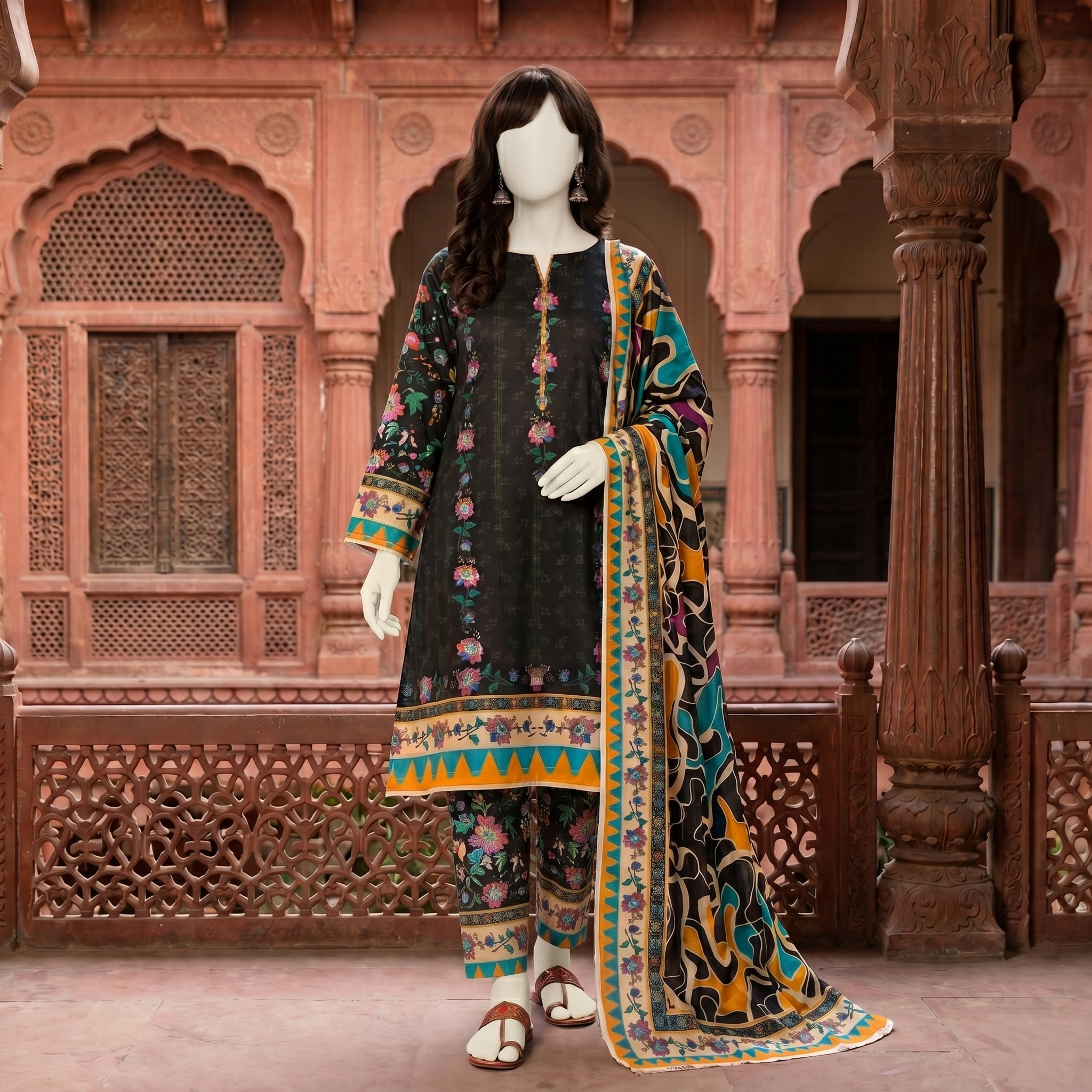 printed 3-piece unstitched lawn suit by ZH2 Store