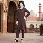 "view of an unstitched black floral cotton 2-piece suit - ZH2 Store"