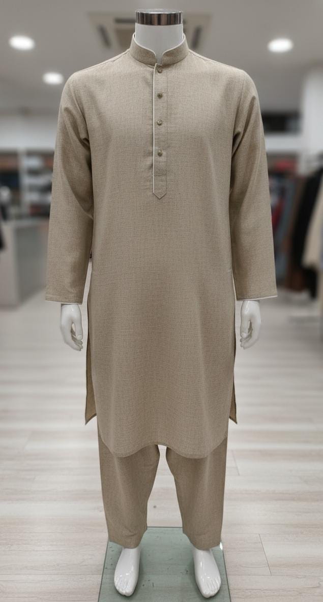 Men’s Unstitched 2-Piece Khaddar Suit – Classic Sage Green (7002)