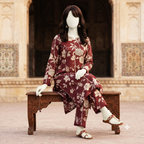 Woman’s printed cotton silk 2-piece unstitched suit, vibrant floral design, ZH2 Store collection.