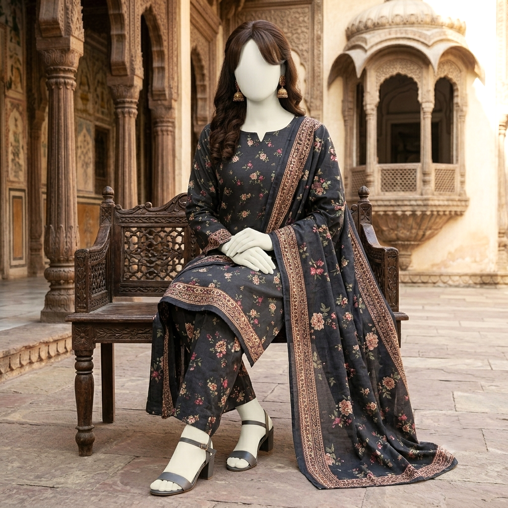 Premium 3-piece printed unstitched lawn suit collection by ZH2 Store